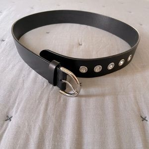 Black Leather Coach Belt - Small